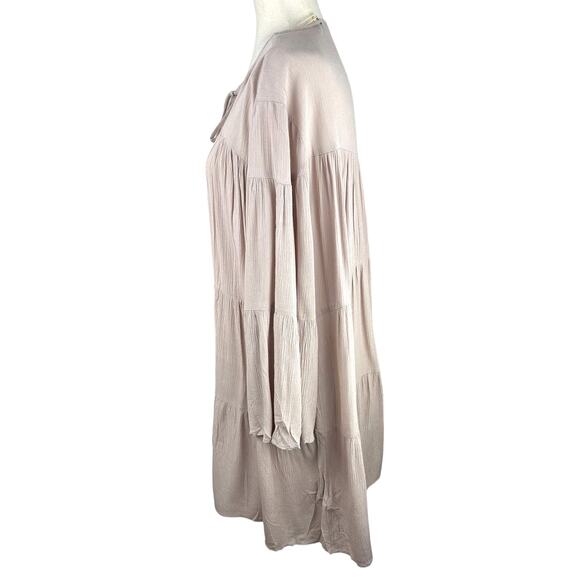 NEW Doe & Rae Light Blush Pink Gauzy Tiered Flared Sleeve Dress Size L - Picture 3 of 6